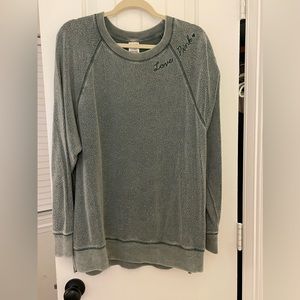 PINK long sleeve sweatshirt, size L, turquoise